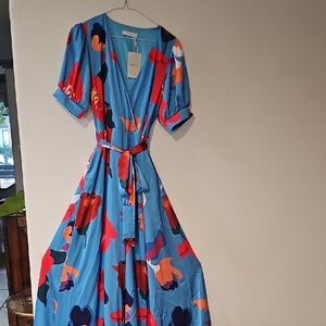 New Mulla Colorful Floral Jumpsuit Wide Leg  Small 32" Inseam